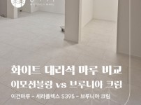 이건마루 세라플렉스 S 395 브루니아크림 시공 | 압구정동 25평  vs 동화마루 나투스진그란데 이모션블랑…